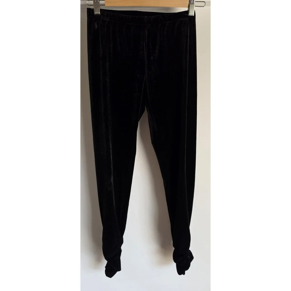 Ralph Lauren Girls Leggings Size 12-14 Black Velvet Casual Pants Trousers Slacks